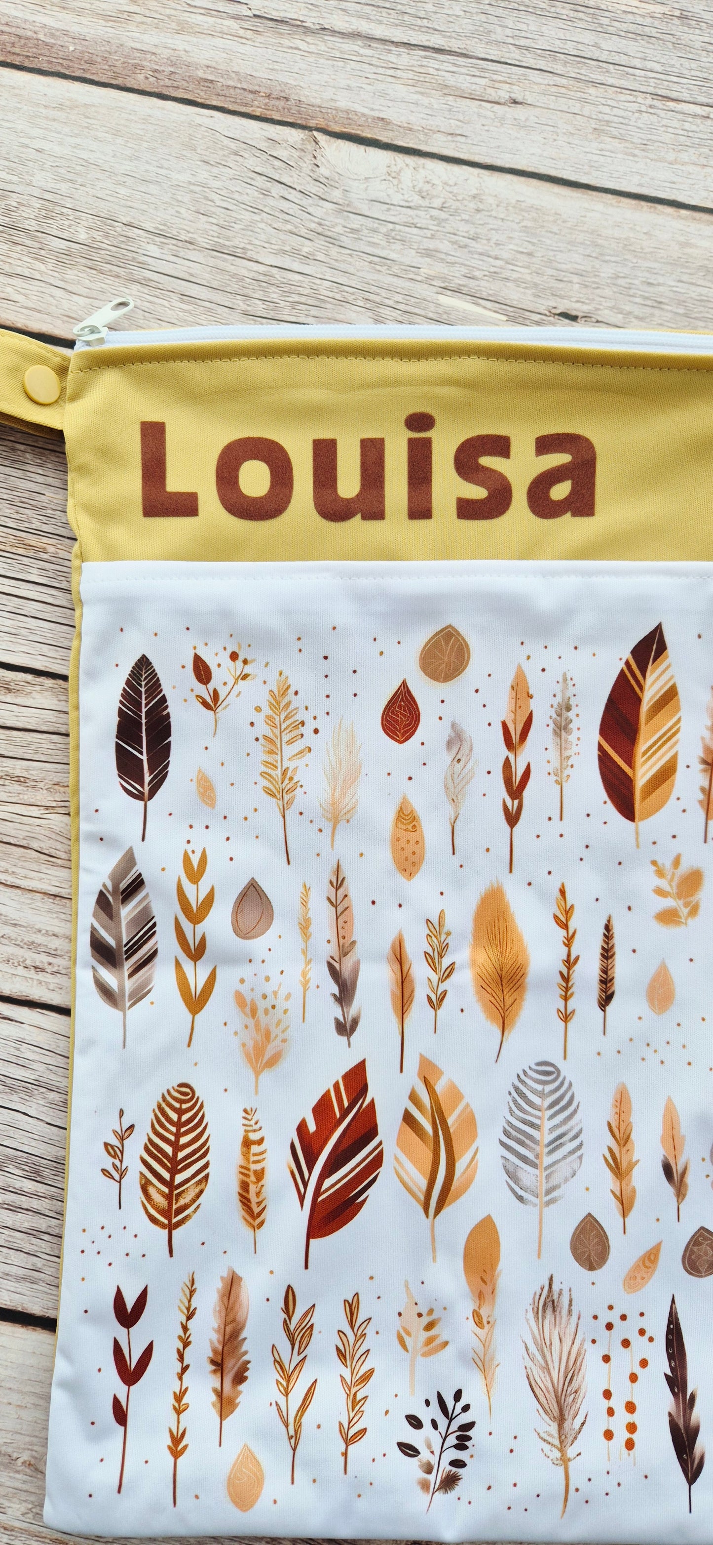 Wetbag "Sonnenblatt Beutel"– personalisierbare Nasstasche für Kita & Kindergarten und Reisen