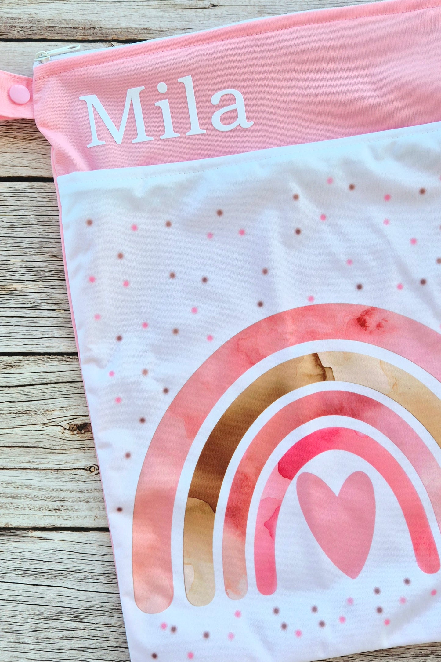 Wetbag Maxi 2er Set "Teddy Rosa"-personalisierbare Nasstaschen für Kita & Kindergarten und Reisen