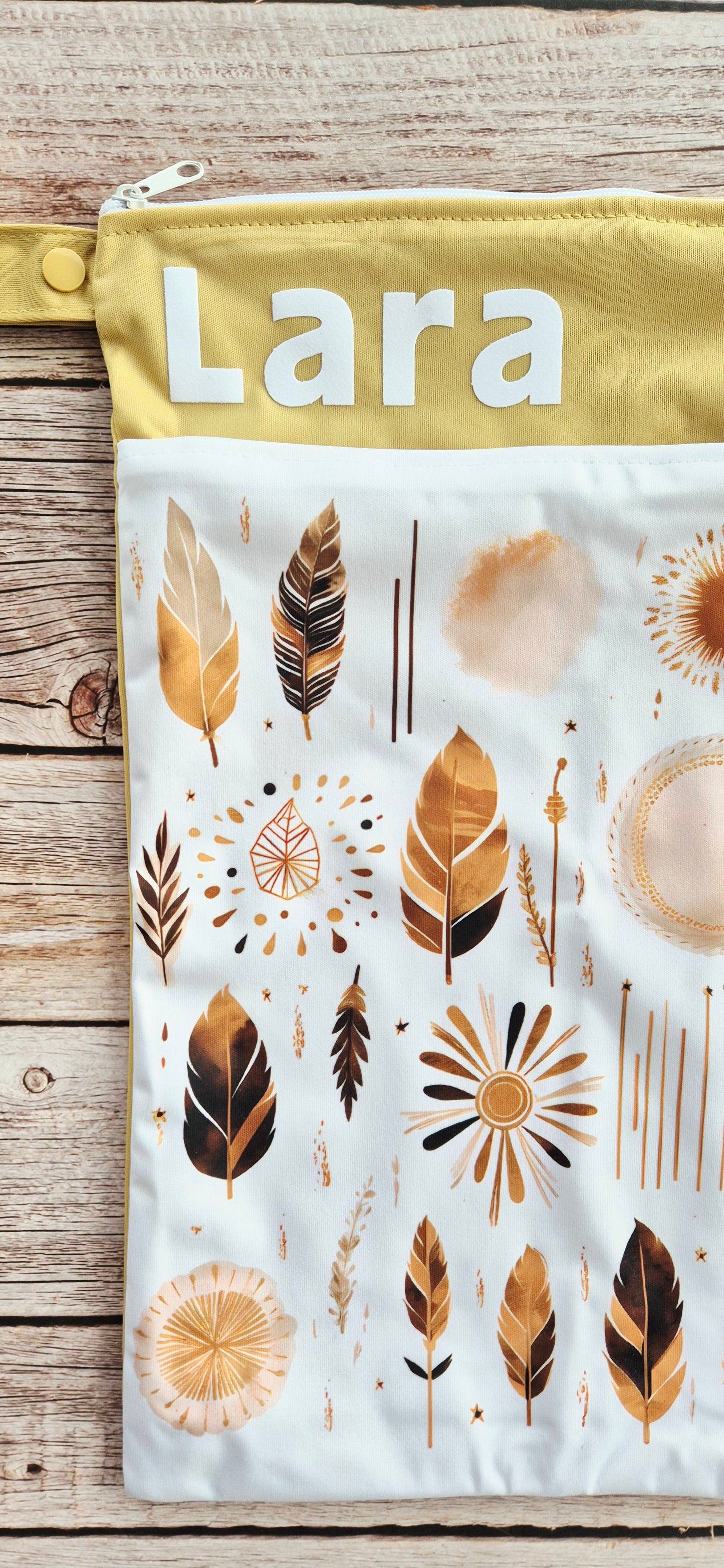 Wetbag "goldene Perle"– personalisierbare Nasstasche für Kita & Kindergarten und Reisen