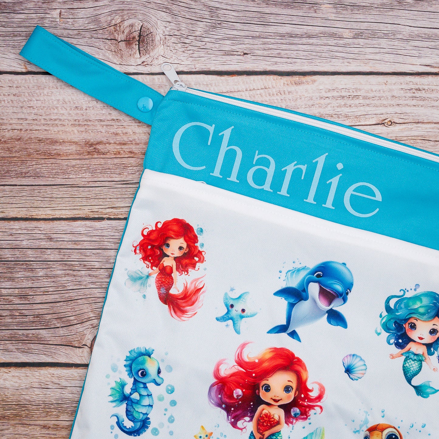Wetbag Maxi "Meerjungfrau"– personalisierbare Nasstasche für Kita & Kindergarten und Reisen