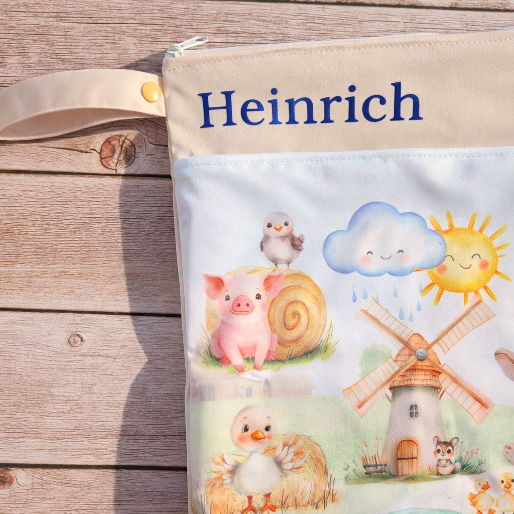 Personalisierte Wetbag mit Namen individuelles Baby Geschenk praktisch und süß mit Tiermotiv
