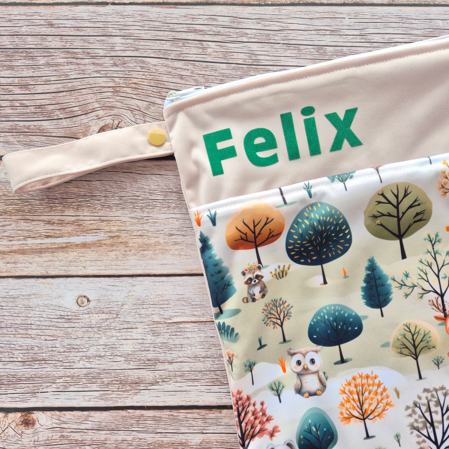 Personalisierte Wetbag mit Namen für Baby Geschenk süßes wald Tier Design Maxi Wetbag