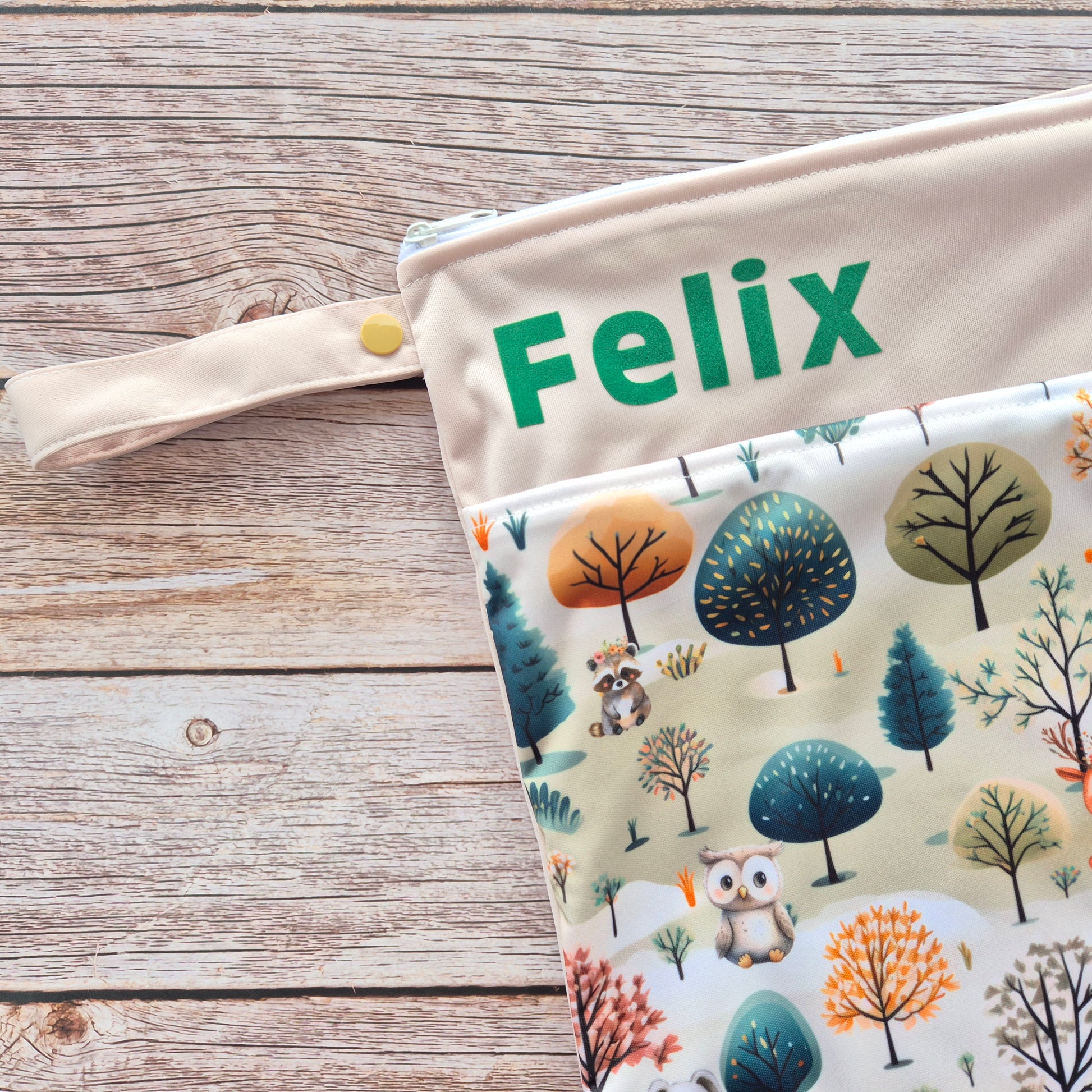 Personalisierte Wetbag mit Namen für Baby Geschenk süßes wald Tier Design Maxi Wetbag