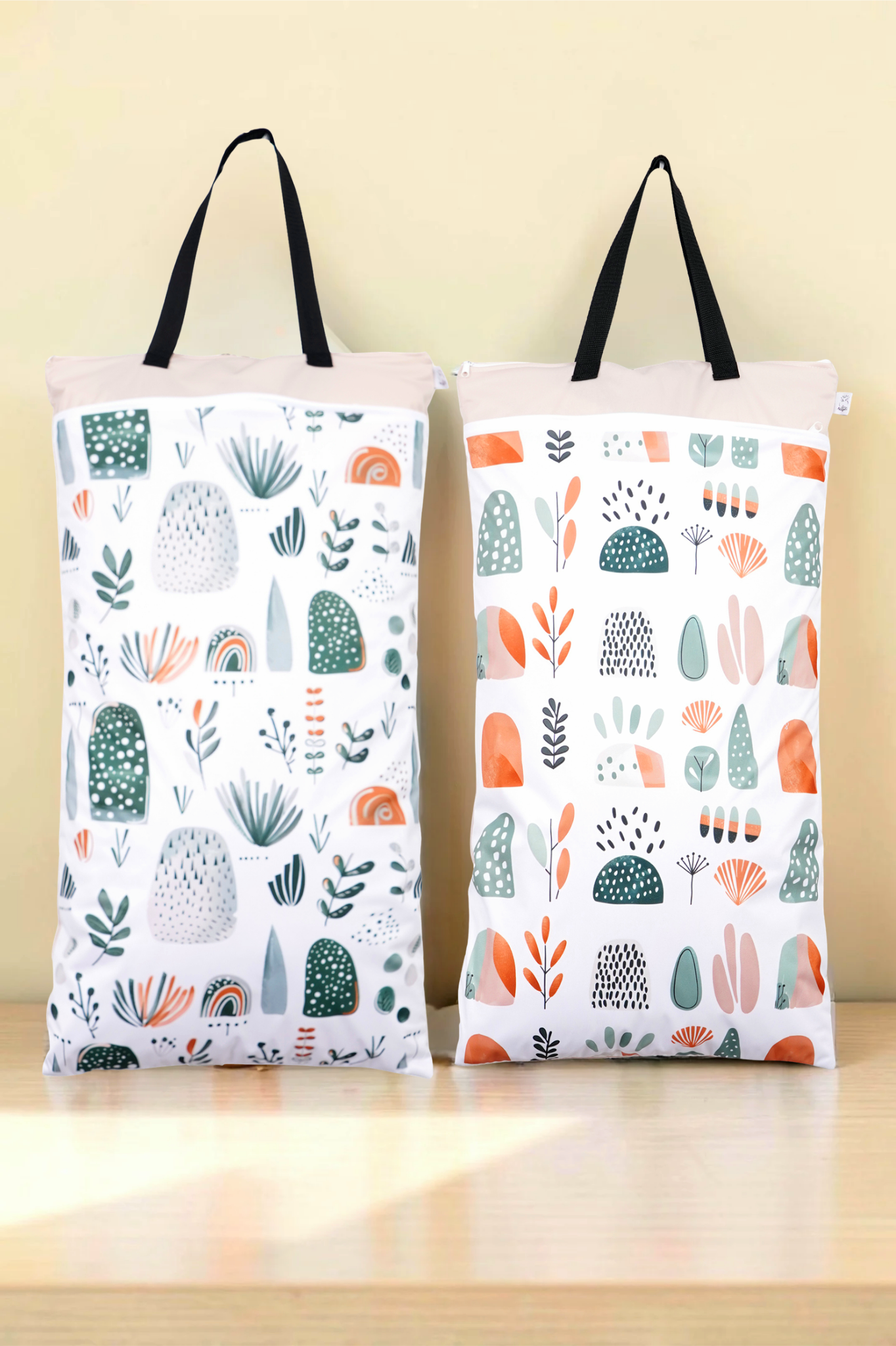 Nilpfi XXL Wetbag 2er Set "Sanfte Naturabendteuer"– große Nasstasche für Stoffwindeln, Schwimmen & Reisen