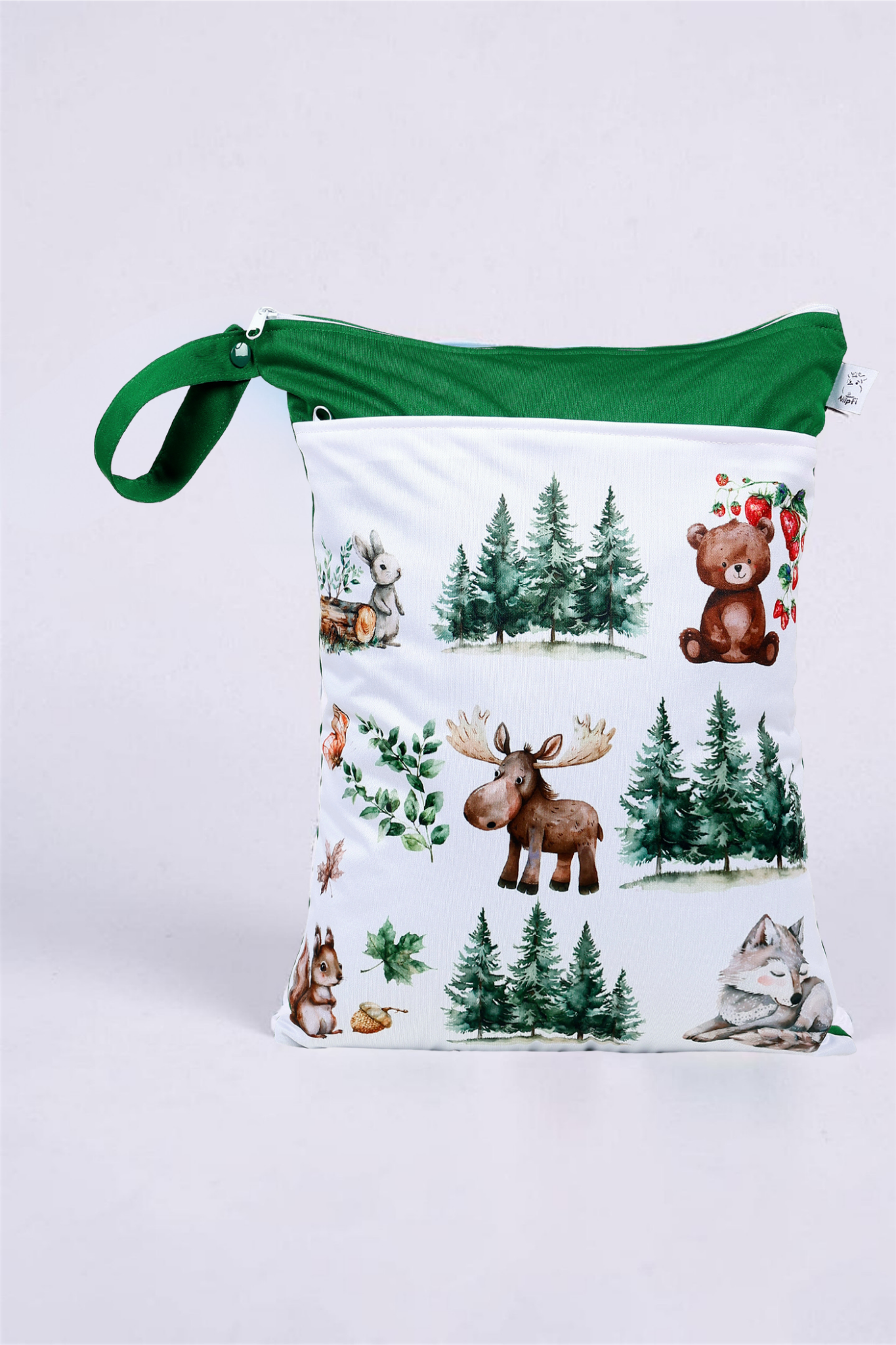 Nilpfi Maxi & XXL 2er Set "Teddy im Wald" – Nasstaschen für Kita & Reisen