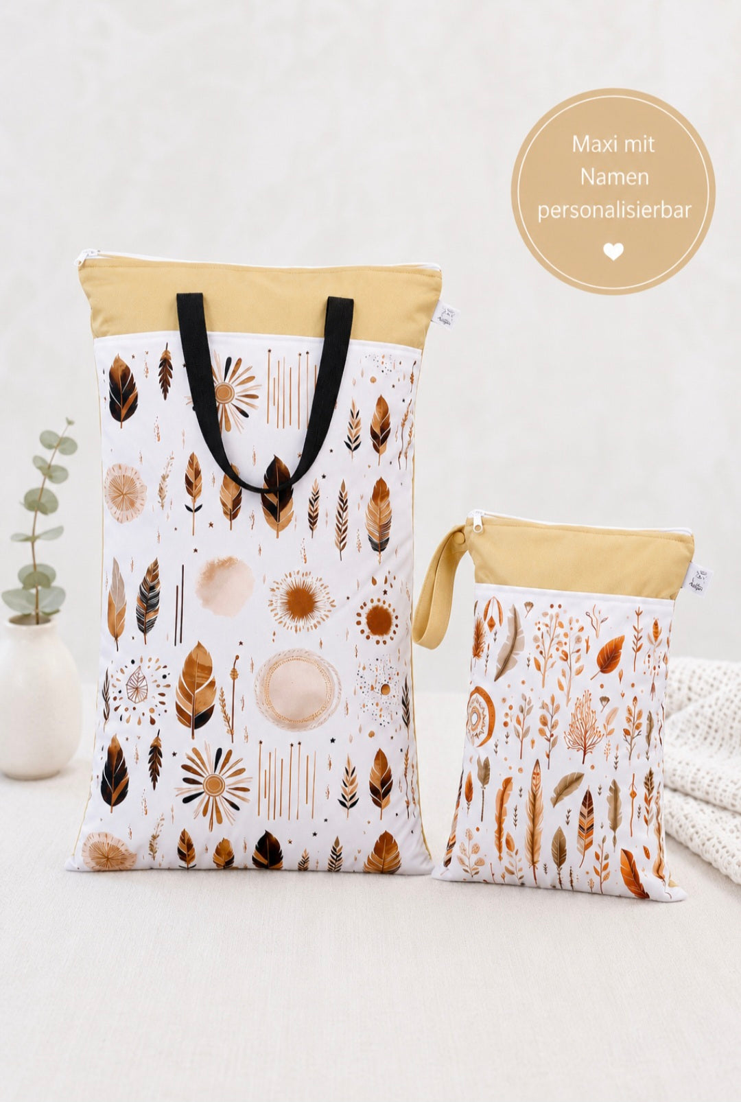 Nilpfi Maxi & XXL 2er Set "Waldfunkeln 2" – Nasstaschen für Kita & Reisen