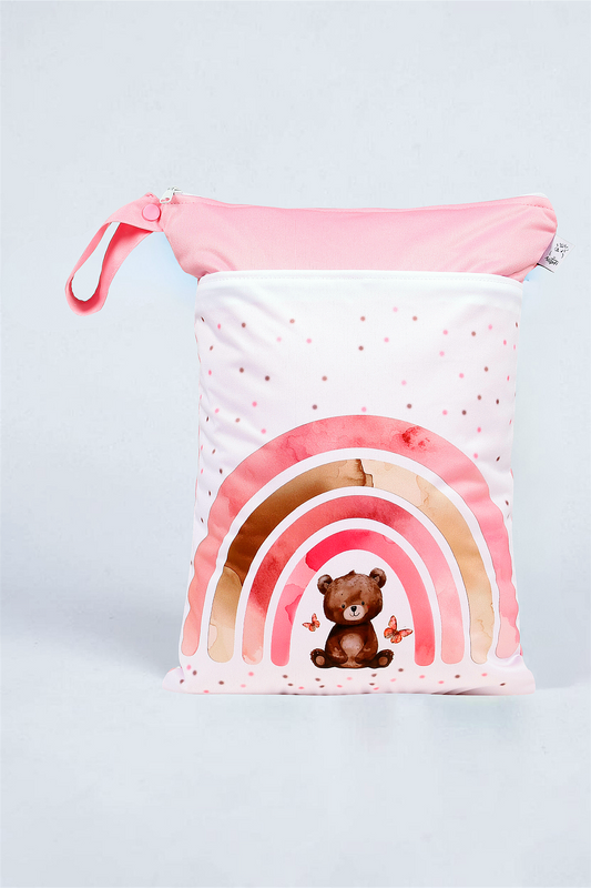 Wetbag "Teddy Rosa"– personalisierbare Nasstasche für Kita & Kindergarten und Reisen