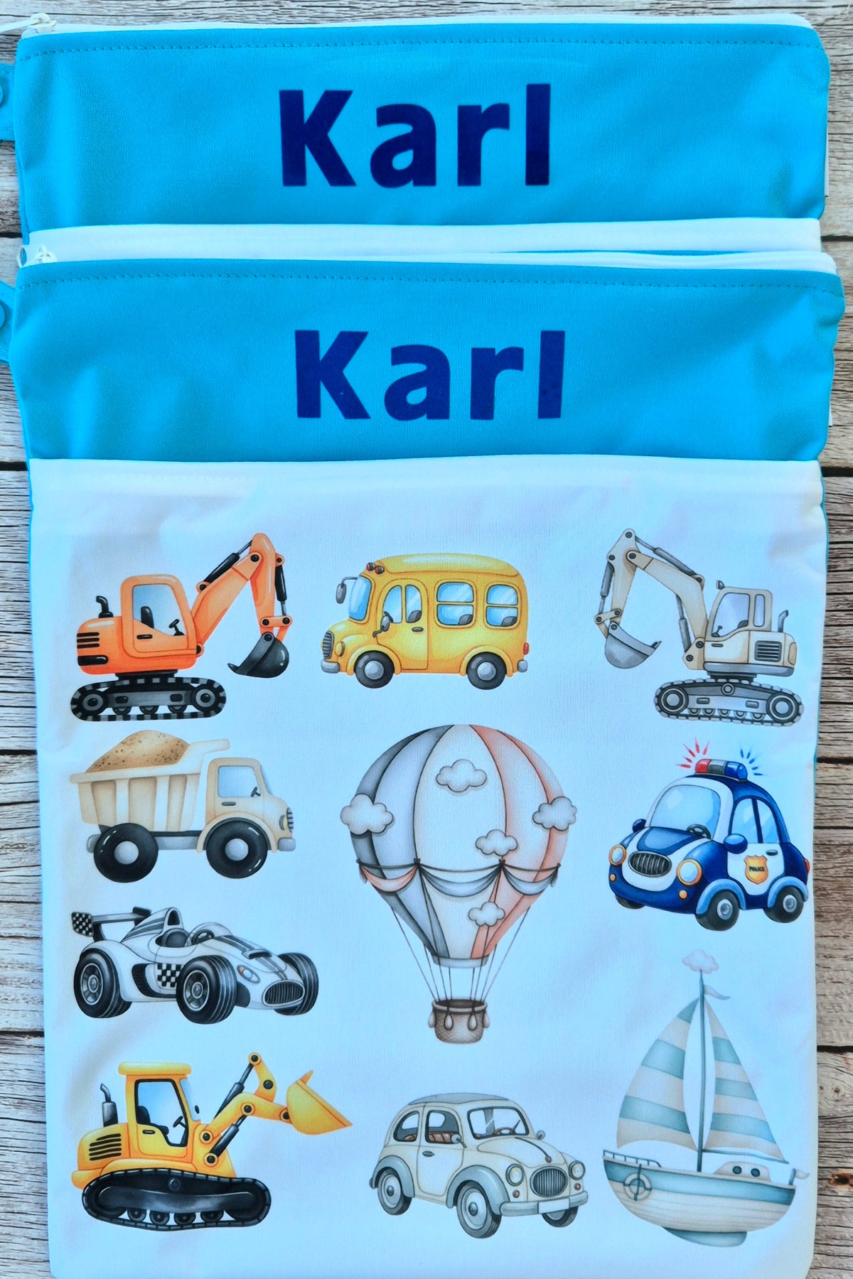 Wetbag Maxi 2er Set "Große Abenteuer"-personalisierbare Nasstaschen für Kita & Kindergarten und Reisen