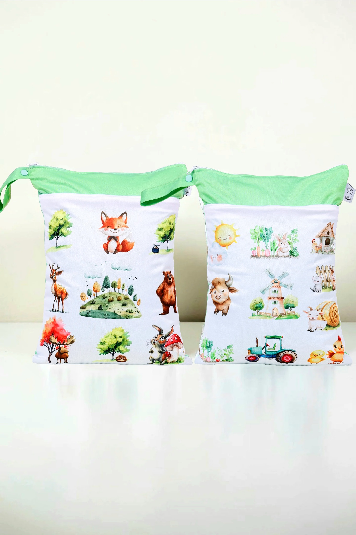 Wetbag Maxi 2er Set "Papa Bär"-personalisierbare Nasstaschen für Kita & Kindergarten und Reisen