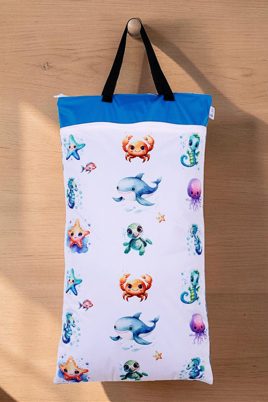 Nilpfi XXL Wetbag "Ozean"– große wasserdichte Nasstasche für Stoffwindeln & Schwimmen