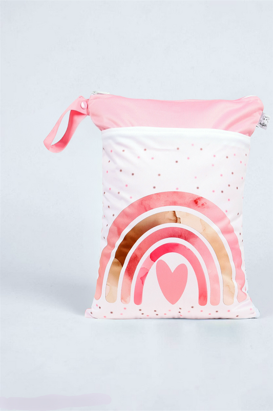 Wetbag "rosa Herz"– personalisierbare Nasstasche für Kita & Kindergarten und Reisen
