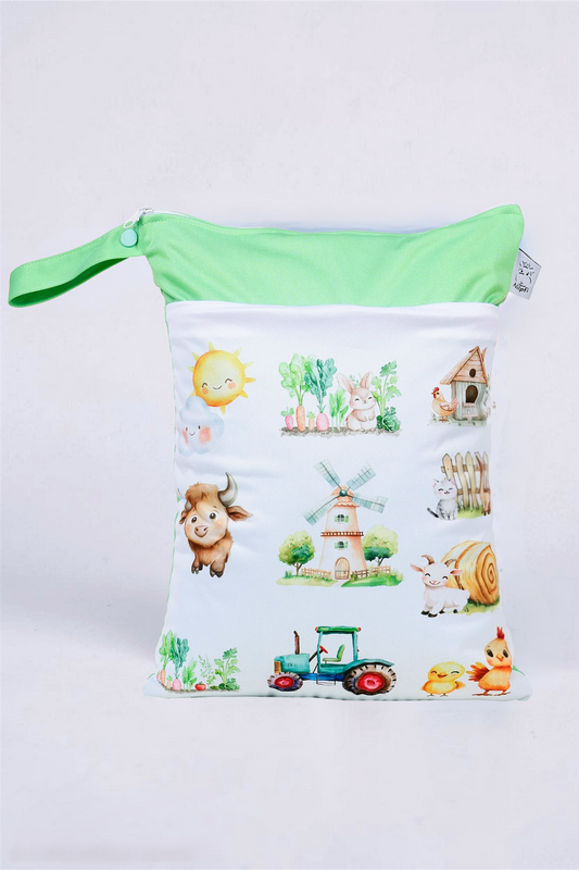 Wetbag Maxi "Bauernhof 2"– personalisierbare Nasstasche für Kita & Kindergarten und Reisen