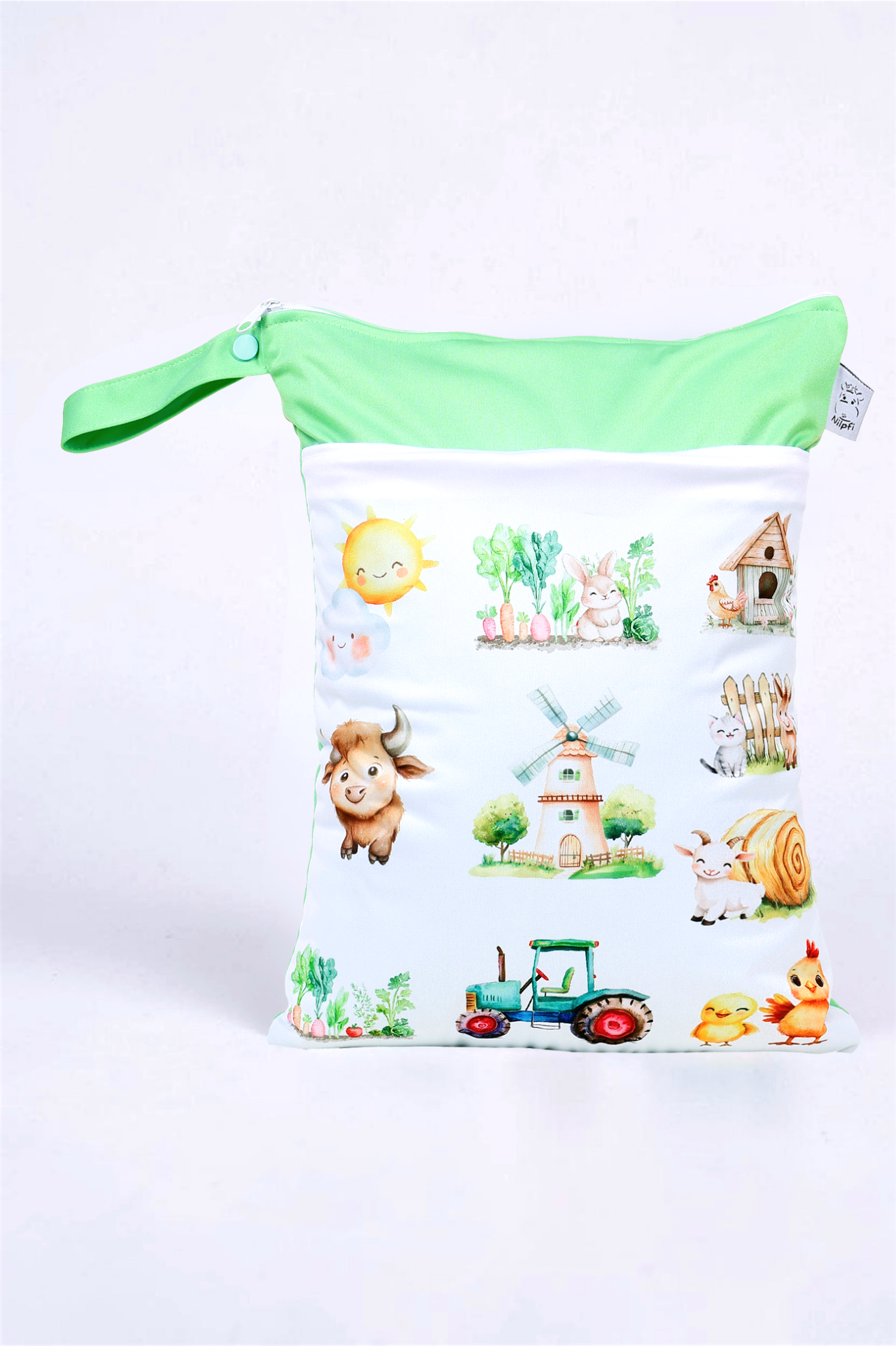 Wetbag Maxi "Bauernhof 2"– personalisierbare Nasstasche für Kita & Kindergarten und Reisen