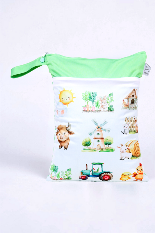 Wetbag Maxi "Bauernhof 2"– personalisierbare Nasstasche für Kita & Kindergarten und Reisen