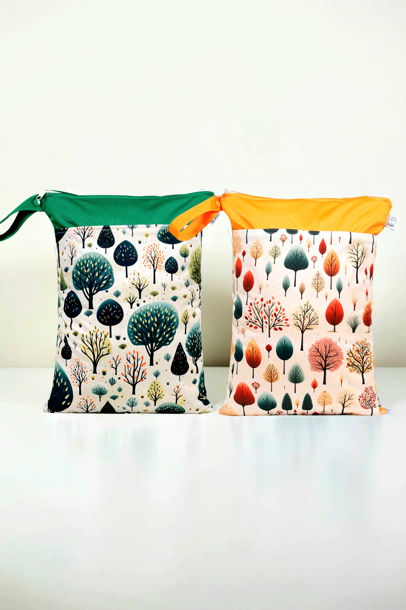 Wetbag Maxi 2er Set "Waldgeflüster"-personalisierbare Nasstaschen für Kita & Kindergarten und Reisen