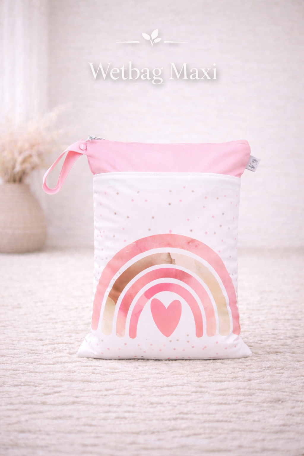 Wetbag "rosa Herz"– personalisierbare Nasstasche für Kita & Kindergarten und Reisen