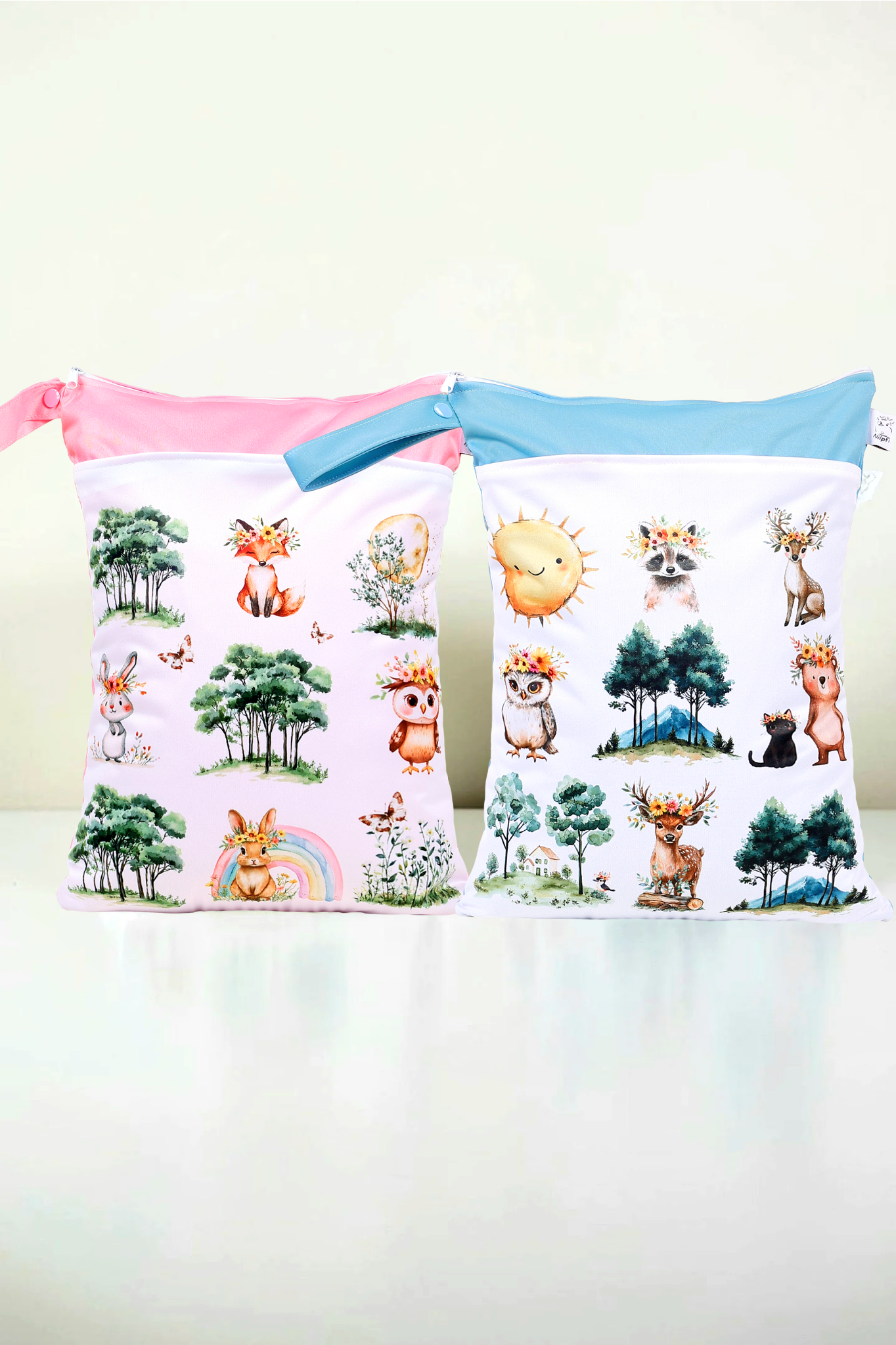 Wetbag Maxi 2er Set "Sonnenschein"-personalisierbare Nasstaschen für Kita & Kindergarten und Reisen