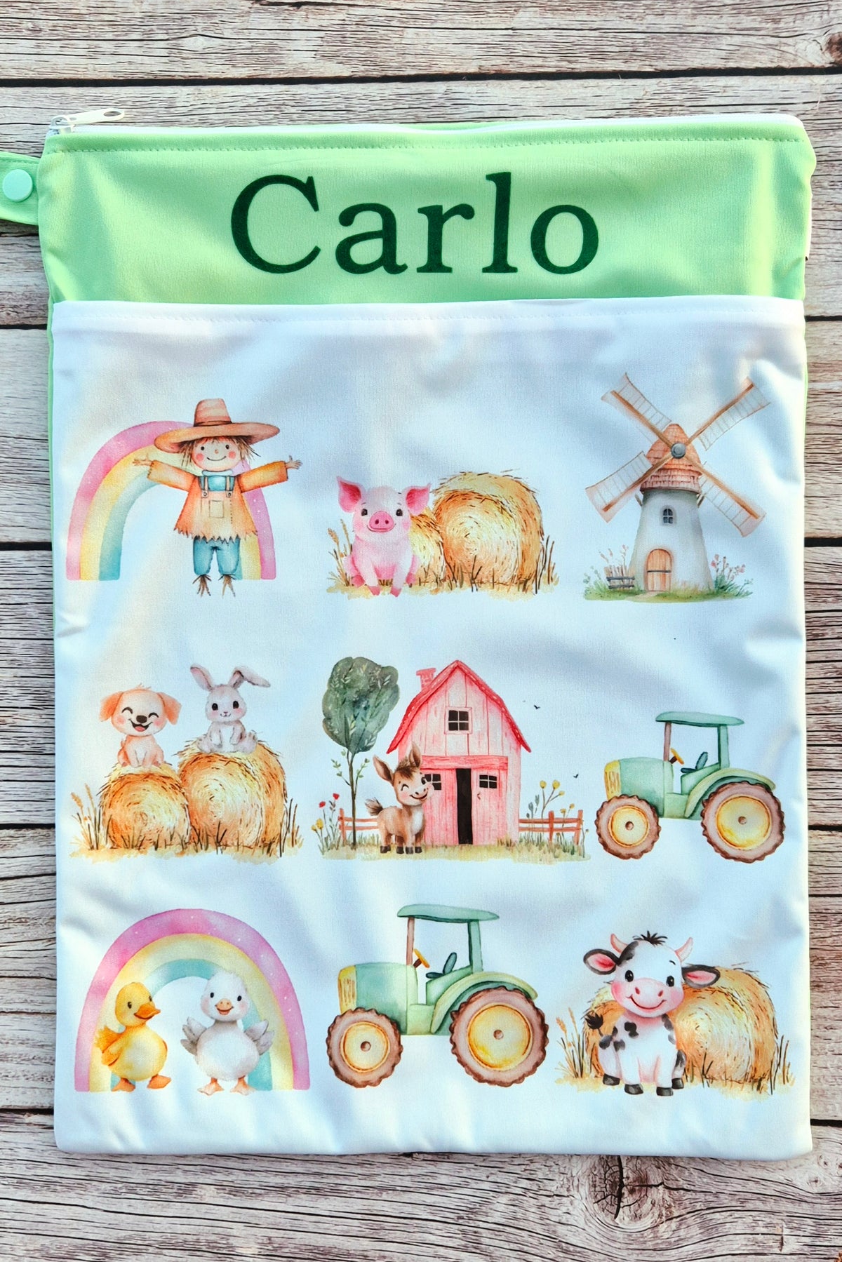 Nilpfi Wetbag Set Maxi & XXL "Bauernhof" – Nasstaschen für Kindergarten & Alltag