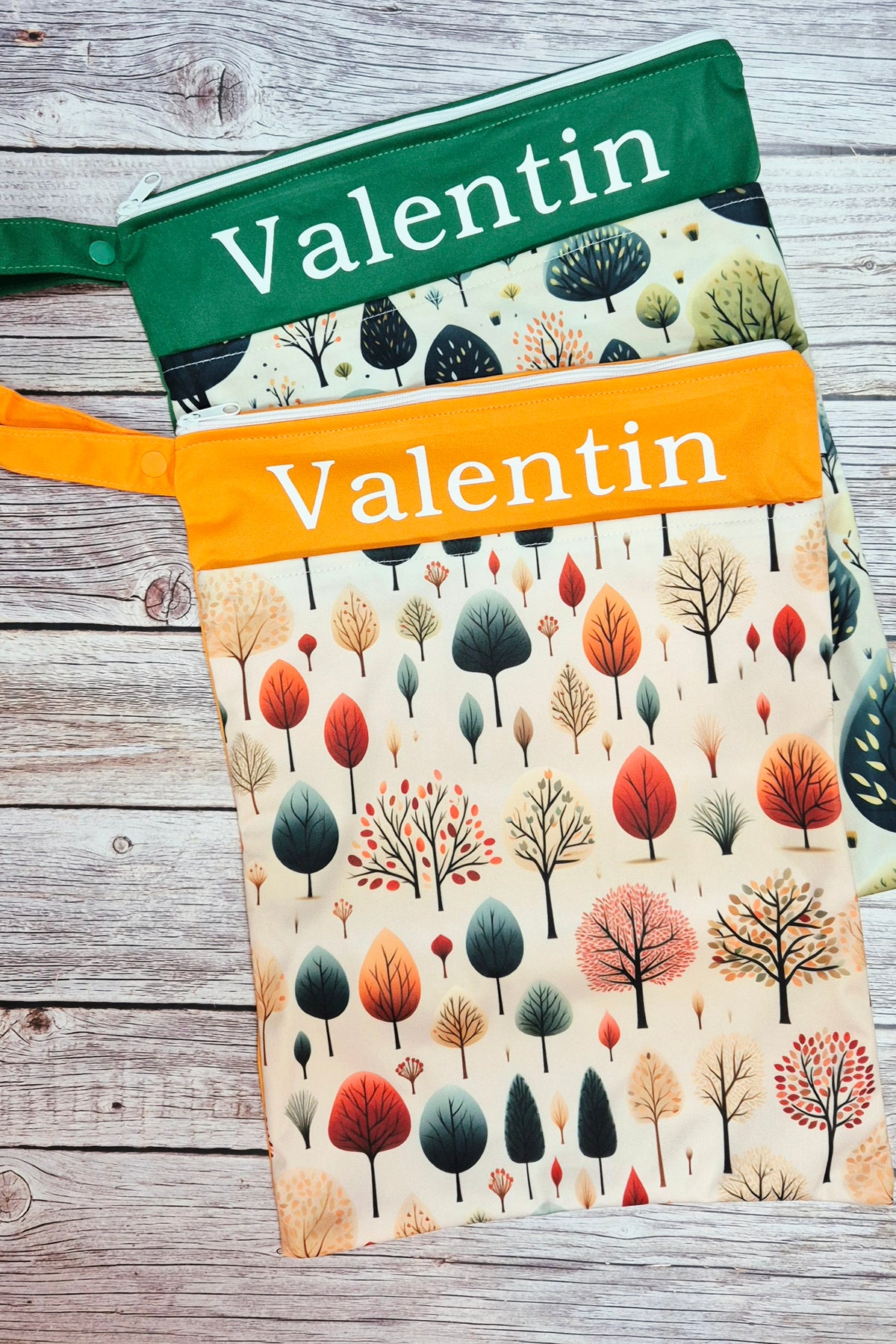Wetbag Maxi 2er Set "Waldgeflüster"-personalisierbare Nasstaschen für Kita & Kindergarten und Reisen