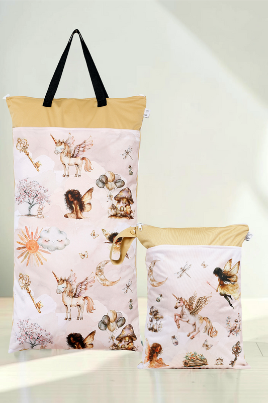 Nilpfi Maxi & XXL 2er Set "Feenzauber" – Nasstaschen für Kita & Stoffwindeln