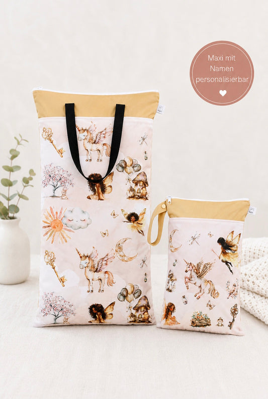 Nilpfi Maxi & XXL 2er Set "Feenzauber" – Nasstaschen für Kita & Stoffwindeln