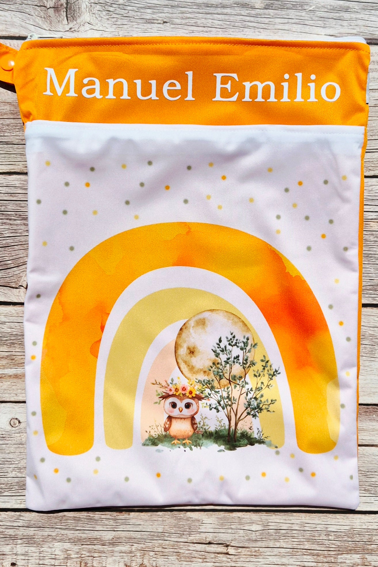 Wetbag Maxi 2er Set "Regenbogen Rosa"-personalisierbare Nasstaschen für Kita & Kindergarten und Reisen