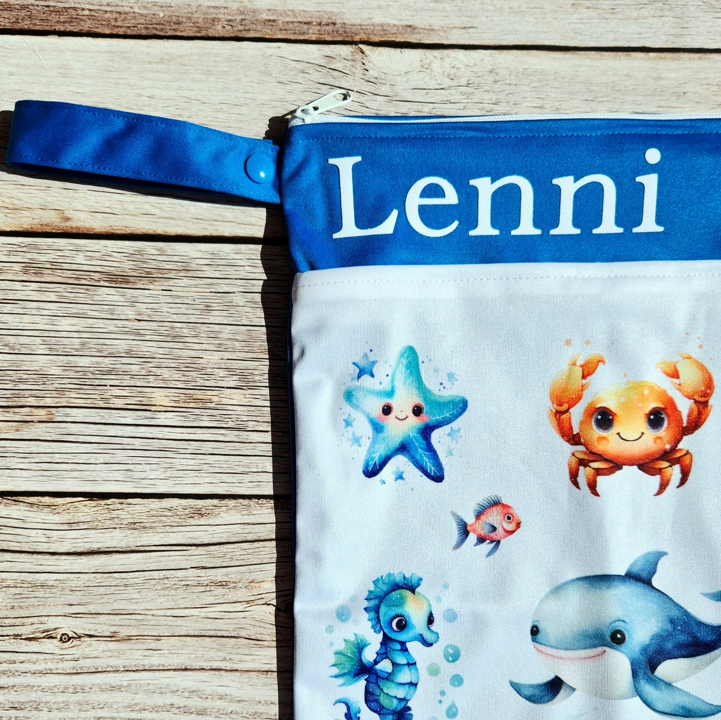 Wetbag Maxi "Ozean"– personalisierbare Nasstasche für Kita & Kindergarten und Reisen