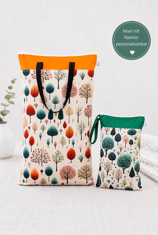 Nilpfi Maxi & XXL 2er Set "Waldgeflüster Set 1"– Nasstaschen für Kita & Reisen