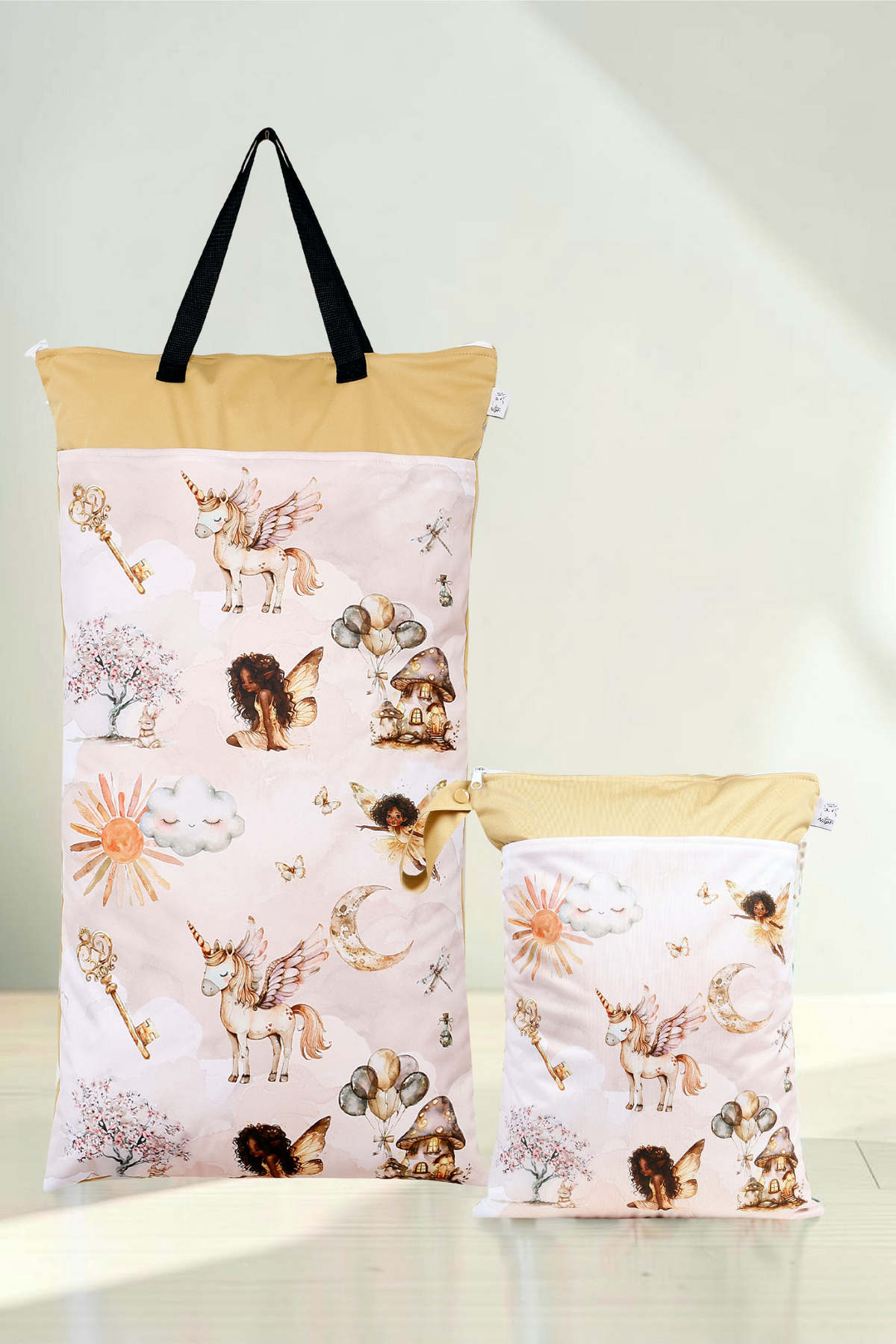 Nilpfi Maxi & XXL 2er Set "Einhorntraum Pastell" – Nasstaschen für Alltag & Wechselwäsche