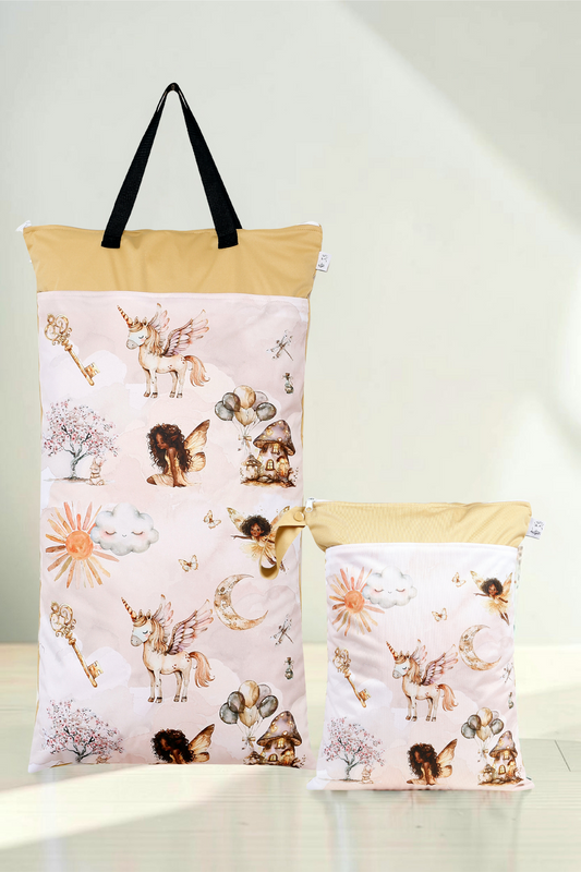 Nilpfi Maxi & XXL 2er Set "Einhorntraum Pastell" – Nasstaschen für Alltag & Wechselwäsche
