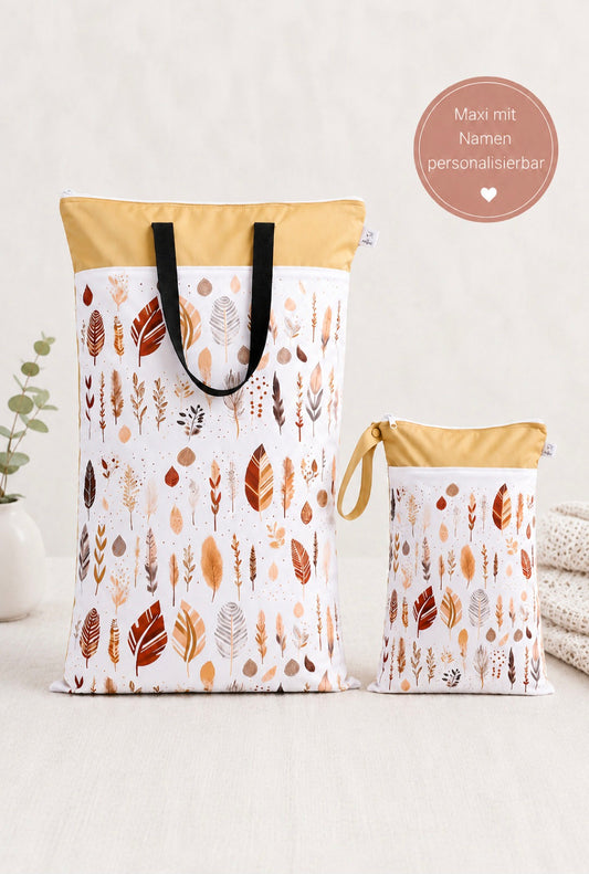 Nilpfi Maxi & XXL 2er Set "Sonnenblatt Beutel" – Nasstaschen für Kita & Ausflüge