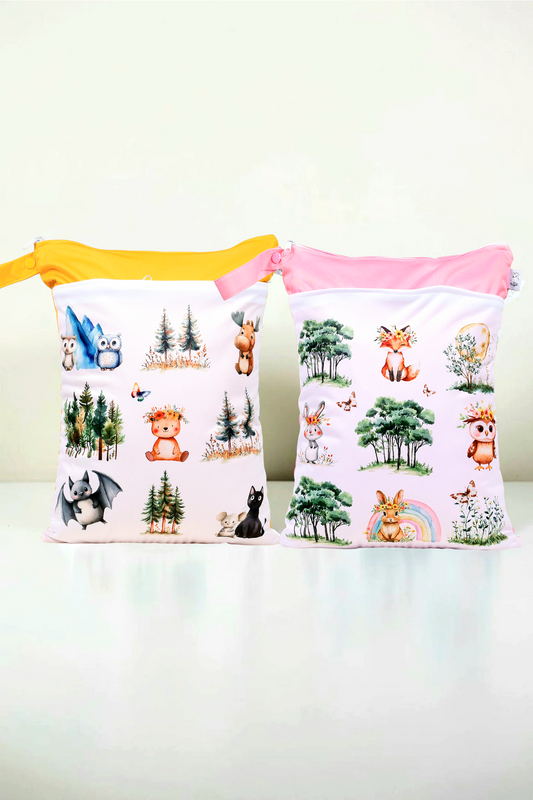 Wetbag Maxi 2er Set "Spring"-personalisierbare Nasstaschen für Kita & Kindergarten und Reisen