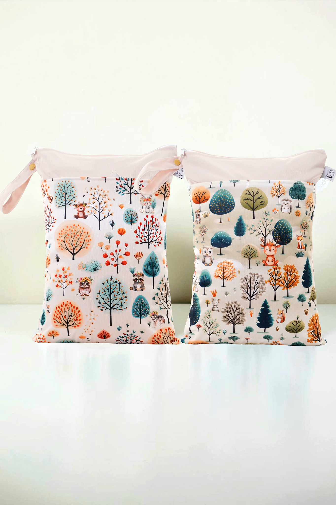 Wetbag Maxi 2er Set "Wald Abenteuer"-personalisierbare Nasstaschen für Kita & Kindergarten und Reisen