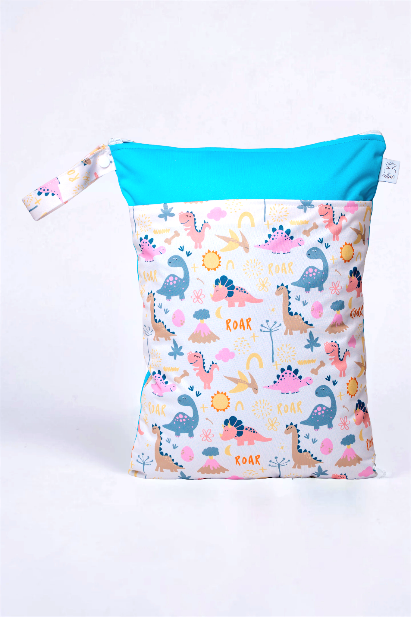 Wetbag Maxi "Dinoworld-3"– personalisierbare Nasstasche für Kita & Kindergarten und Reisen