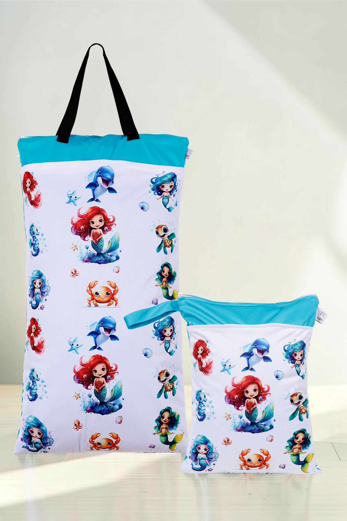 Nilpfi Maxi & XXL 2er Set "Meerjungfrau" – Nasstaschen für Schwimmbad & Urlaub