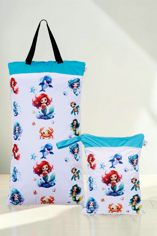 Nilpfi Maxi & XXL 2er Set "Meerjungfrau" – Nasstaschen für Schwimmbad & Urlaub