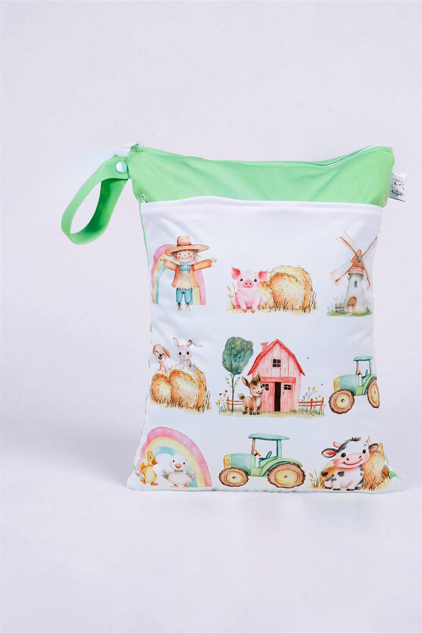 Wetbag Maxi "Farm-1"– personalisierbare Nasstasche für Kita & Kindergarten und Reisen