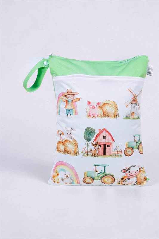 Wetbag Maxi "Farm-1"– personalisierbare Nasstasche für Kita & Kindergarten und Reisen