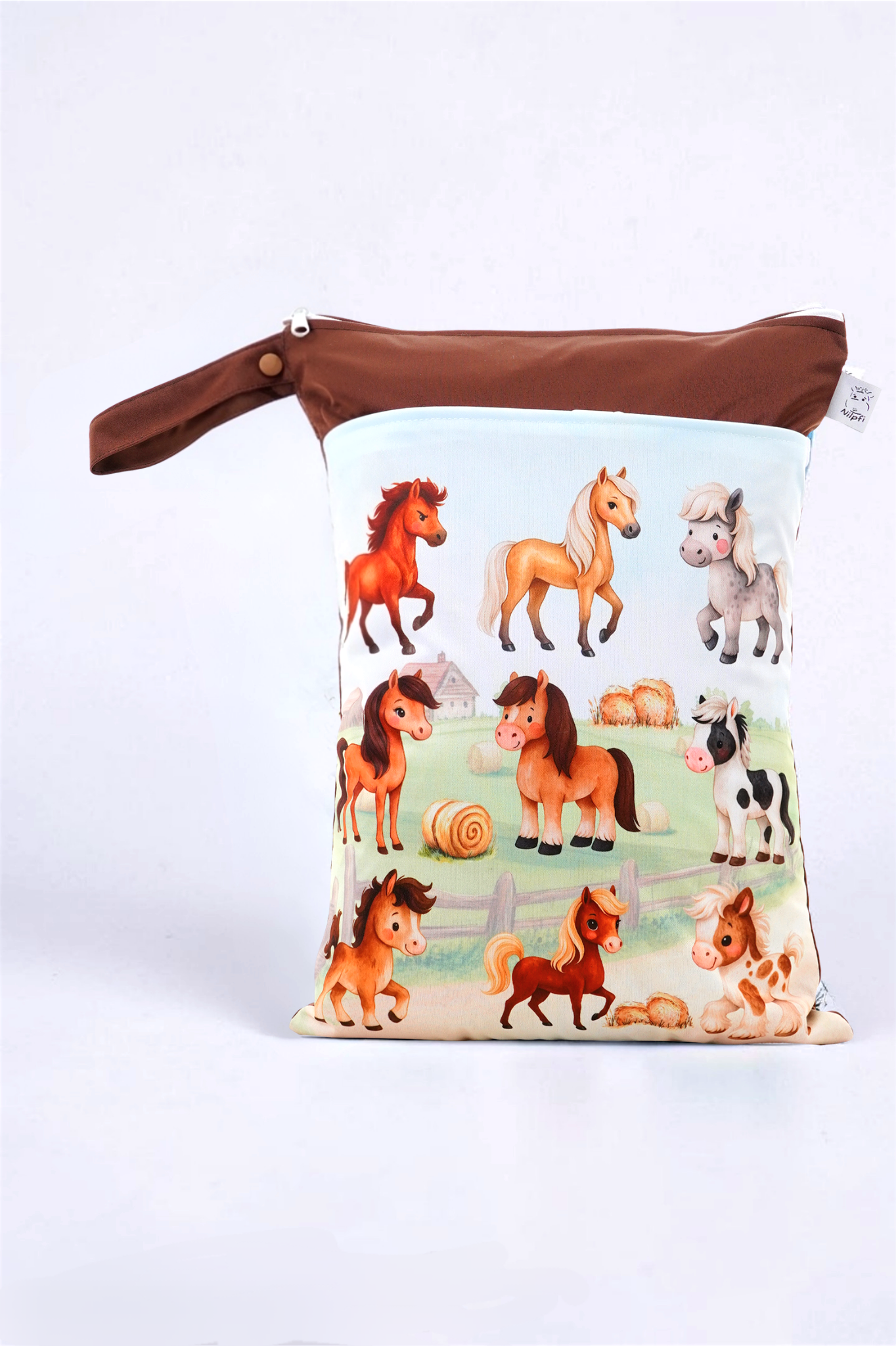Wetbag Maxi 2er Set "Pferde Abenteuer"-personalisierbare Nasstaschen für Kita & Kindergarten und Reisen