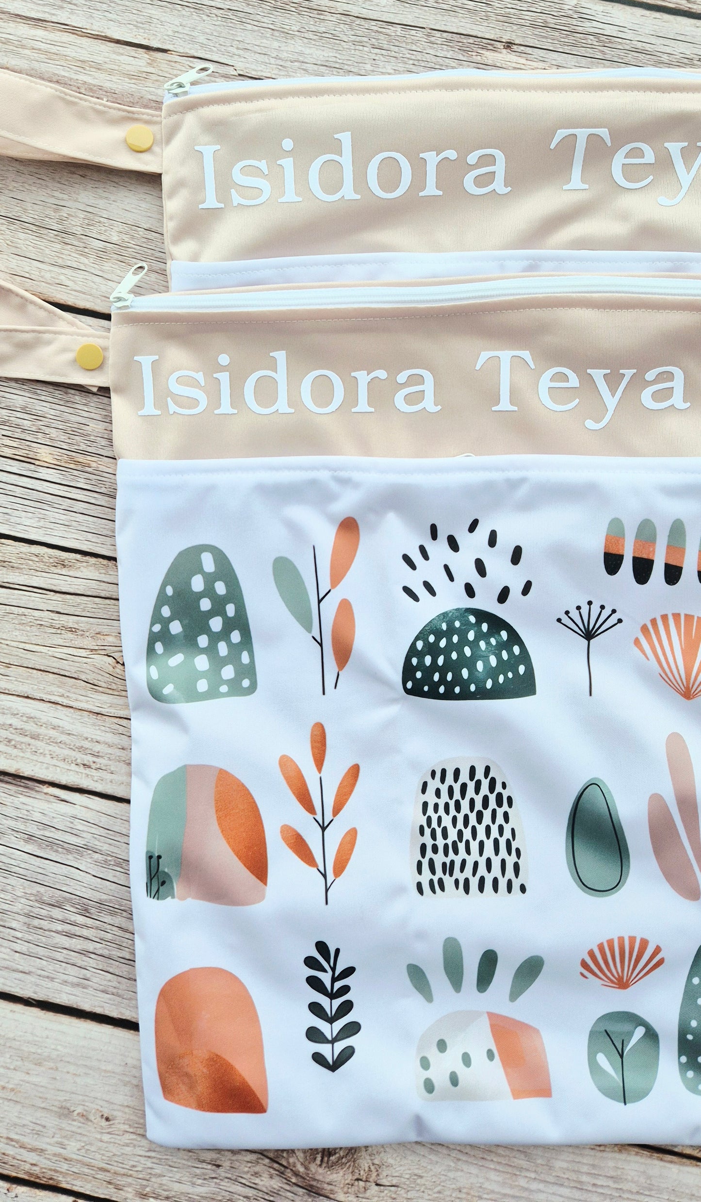 Wetbag Maxi 2er Set "Sanfte Naturabendteuer"-personalisierbare Nasstaschen für Kita & Kindergarten und Reisen