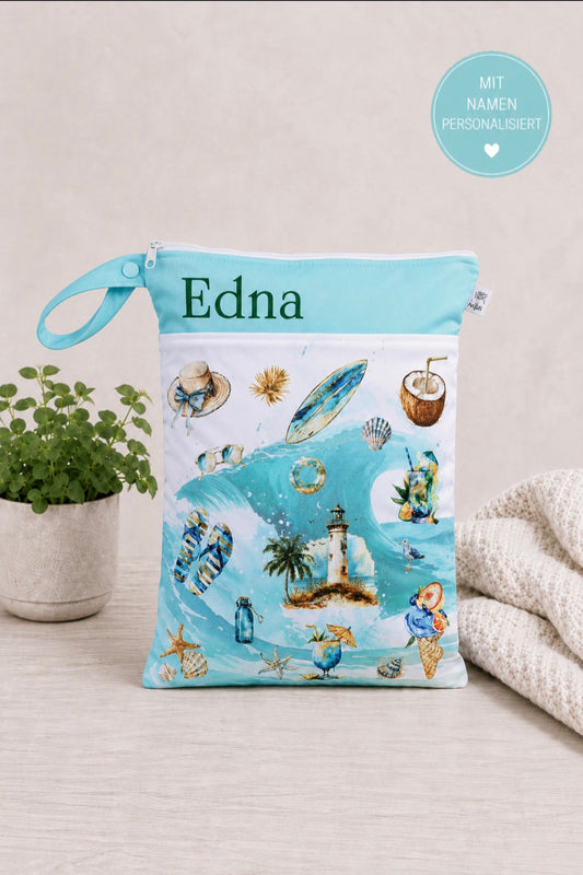 Wetbag "Tropical Island"– personalisierbare Nasstasche für Kita & Kindergarten und Reisen