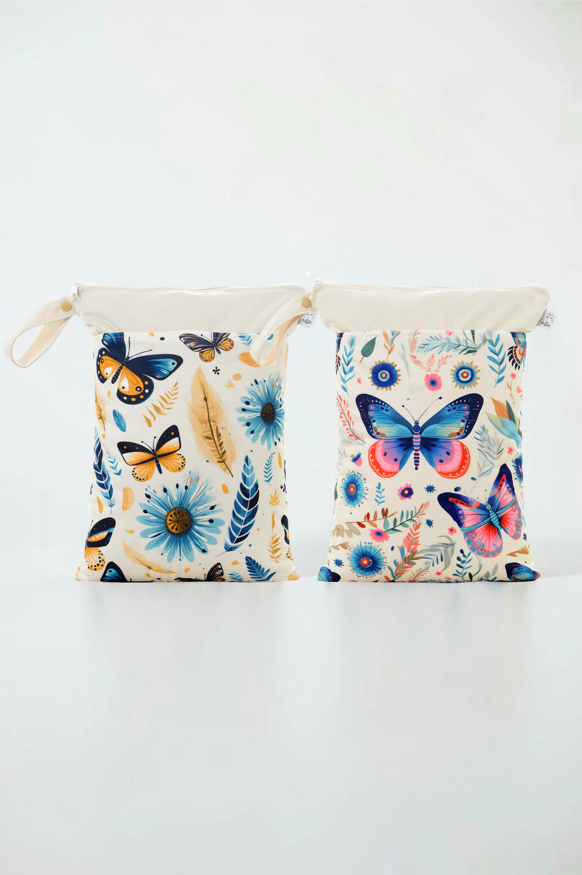 Wetbag Maxi 2er Set "Schmetterling "-personalisierbare Nasstaschen für Kita & Kindergarten und Reisen