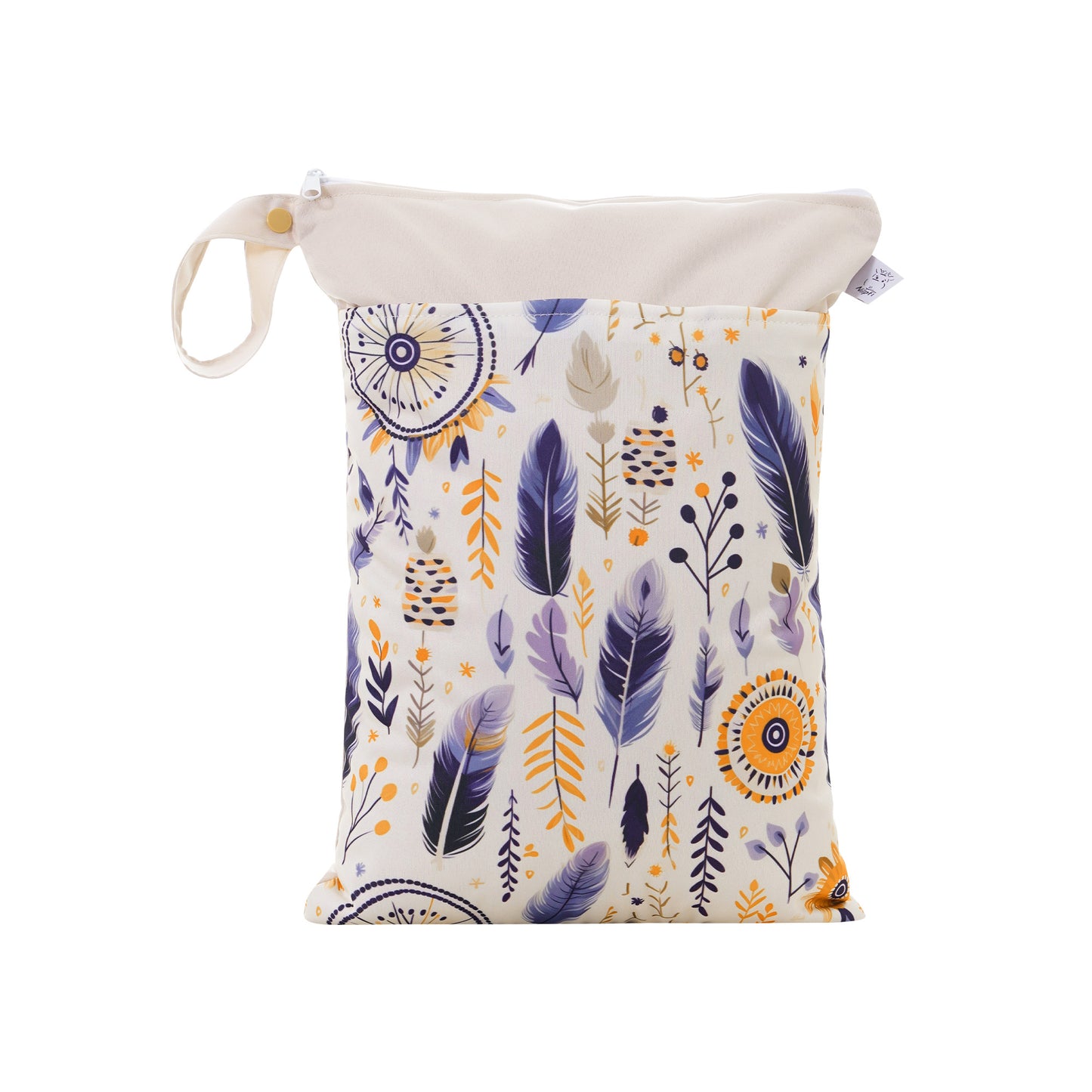 Wetbag Maxi „Lavendeltraum“ – Boho Nasstasche mit Federn