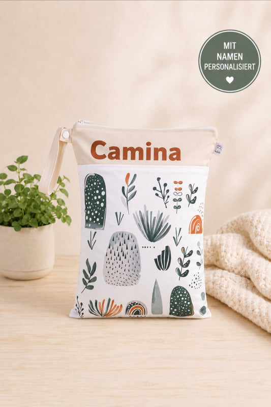 Wetbag Maxi "Abenteuer in der Naturwelt"– personalisierbare Nasstasche für Kita & Kindergarten und Reisen