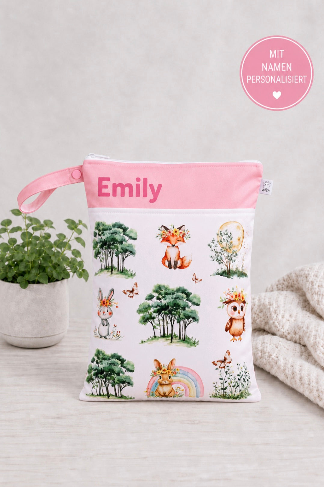 Wetbag Maxi "Spring rosa"– personalisierbare Nasstasche für Kita & Kindergarten und Reisen