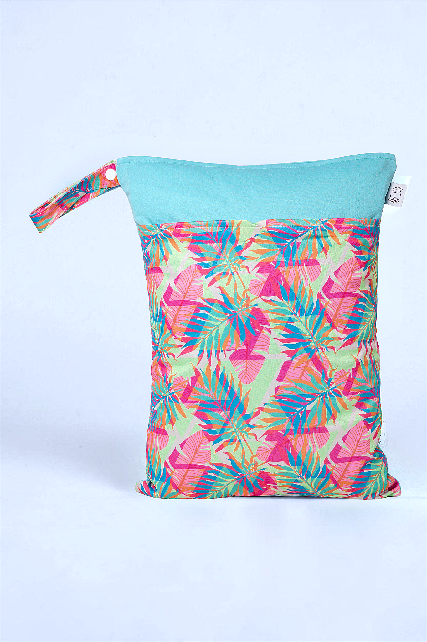 Wetbag Maxi "Bunte Palmen" – personalisierbare Nasstasche für Kita & Kindergarten und Reisen