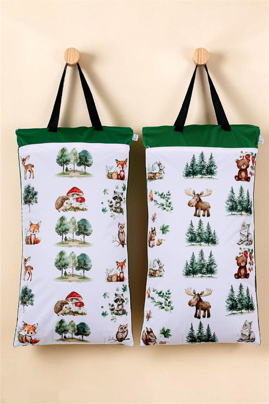 Nilpfi XXL Wetbag 2er Set "Fuchs im Wald"– große Nasstasche für Stoffwindeln, Schwimmen & Reisen