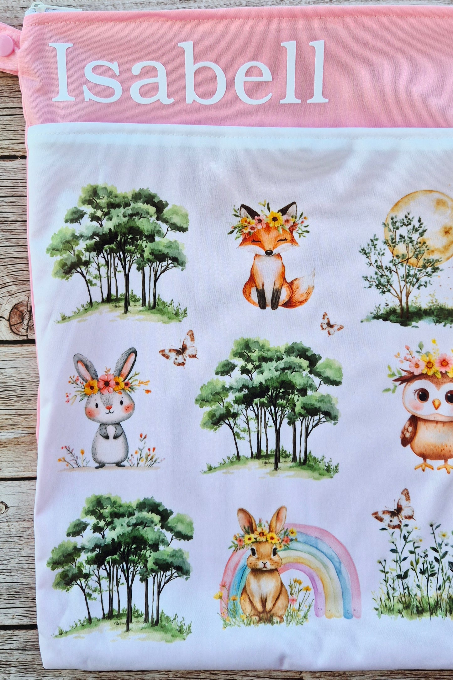 Wetbag Maxi "Spring rosa"– personalisierbare Nasstasche für Kita & Kindergarten und Reisen
