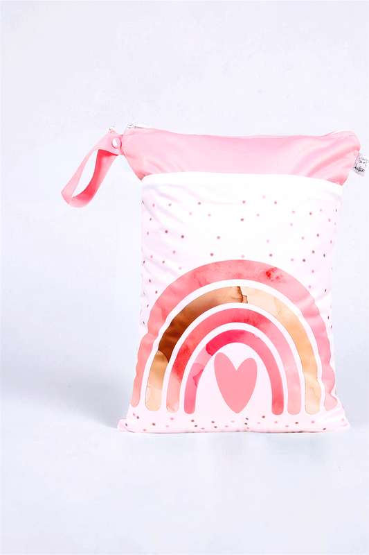 Wetbag "rosa Herz"– personalisierbare Nasstasche für Kita & Kindergarten und Reisen