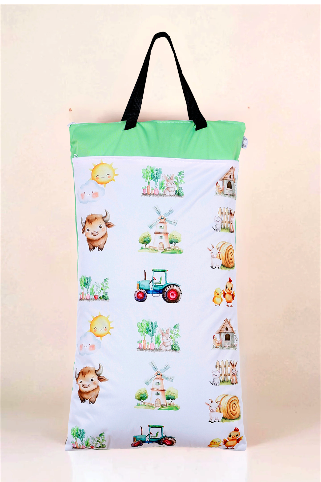Wetbag XXL 2er Set "Farm" Nasstasche– große Nasstasche für Stoffwindeln, Schwimmen & Reisen
